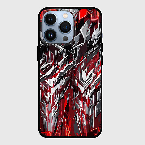Чехол iPhone 13 Pro Острый металл красный / 3D-Черный – фото 1
