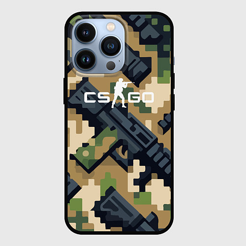 Чехол iPhone 13 Pro Counter Strike - pixel military pattern / 3D-Черный – фото 1