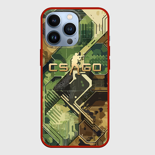 Чехол iPhone 13 Pro Counter Strike go - pattern / 3D-Красный – фото 1