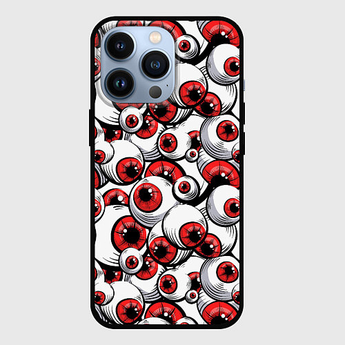 Чехол iPhone 13 Pro Красные глазные яблоки / 3D-Черный – фото 1