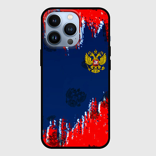 Чехол iPhone 13 Pro Россия спорт краски текстура / 3D-Черный – фото 1