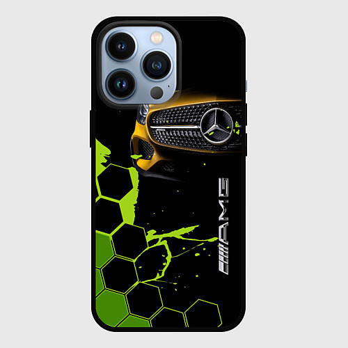 Чехол iPhone 13 Pro Мерседес AMG тёмный / 3D-Черный – фото 1
