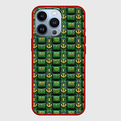 Чехол для iPhone 13 Pro Зеленый абстрактный паттерн, цвет: 3D-красный