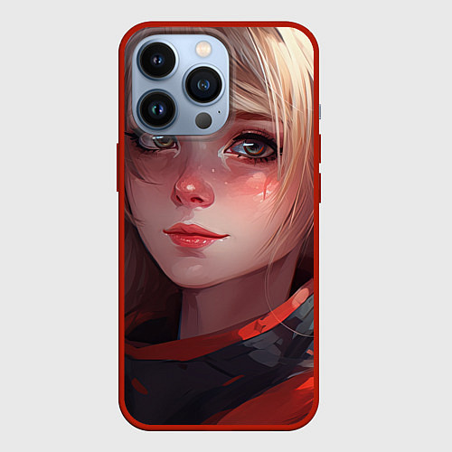 Чехол iPhone 13 Pro Русская милая девушка в стиле аниме / 3D-Красный – фото 1