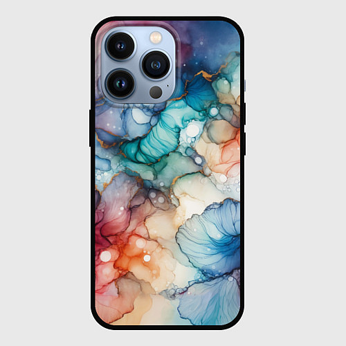 Чехол iPhone 13 Pro Нарисованная спиртовыми чернилами иллюстрация / 3D-Черный – фото 1