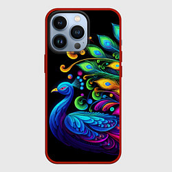 Чехол для iPhone 13 Pro Neon peacock - art, цвет: 3D-красный