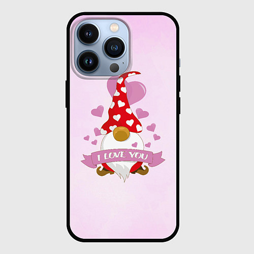 Чехол iPhone 13 Pro Твой гномик любит тебя / 3D-Черный – фото 1