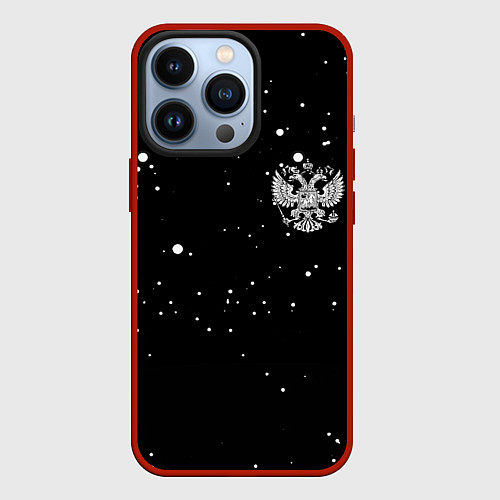 Чехол iPhone 13 Pro Россия герб рф текстура / 3D-Красный – фото 1
