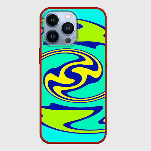 Чехол iPhone 13 Pro Скрученные неоновые линии / 3D-Красный – фото 1