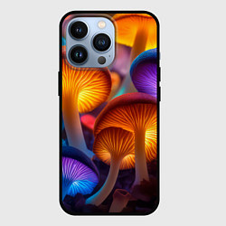 Чехол для iPhone 13 Pro Неоновые светящиеся грибы, цвет: 3D-черный