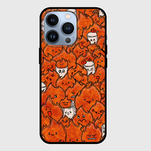 Чехол iPhone 13 Pro Милые огоньки и зефирки / 3D-Черный – фото 1