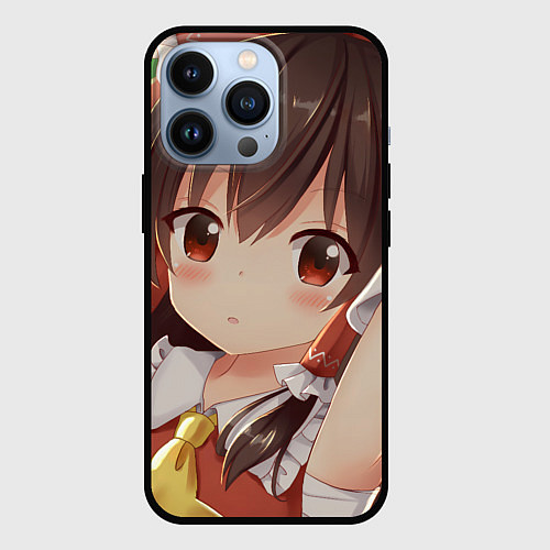 Чехол iPhone 13 Pro Touhou Project Рейму смущённая / 3D-Черный – фото 1