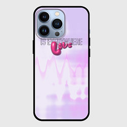 Чехол для iPhone 13 Pro Love is everywhere on gradient, цвет: 3D-черный