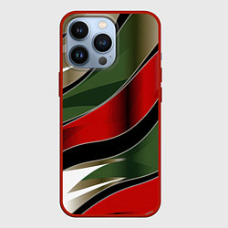 Чехол iPhone 13 Pro Красные зеленые белые полосы абстракции