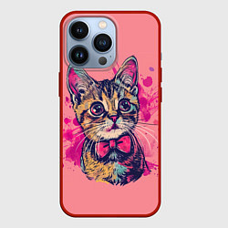 Чехол для iPhone 13 Pro Милый котенок с бабочкой, цвет: 3D-красный