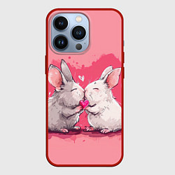 Чехол для iPhone 13 Pro Милые влюбленные кролики, цвет: 3D-красный