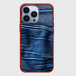 Чехол для iPhone 13 Pro Мятый деним, цвет: 3D-красный