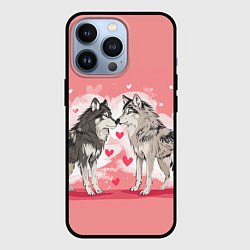 Чехол для iPhone 13 Pro Влюбленные волки 14 февраля, цвет: 3D-черный