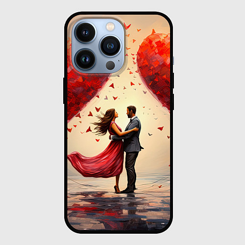 Чехол iPhone 13 Pro Влюбленная пара 14 февраля / 3D-Черный – фото 1