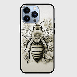 Чехол для iPhone 13 Pro Майский шмель на цветах сепия, цвет: 3D-черный