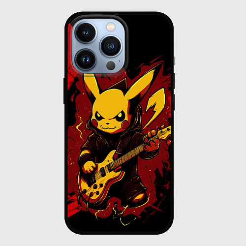 Чехол iPhone 13 Pro Устрашаюший покемон с гитарой / 3D-Черный – фото 1