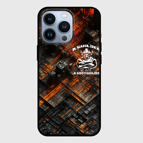 Чехол iPhone 13 Pro Строитель не бодибилдер / 3D-Черный – фото 1