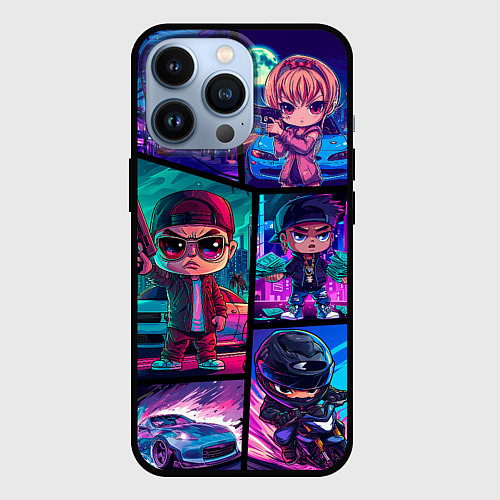 Чехол iPhone 13 Pro GTA chibi style / 3D-Черный – фото 1