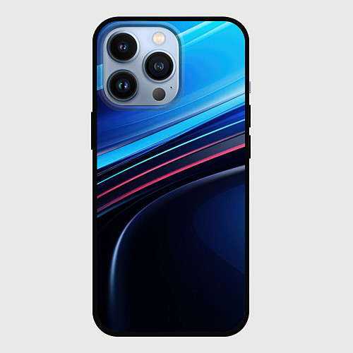 Чехол iPhone 13 Pro Синяя и черная абстракция геометрическая / 3D-Черный – фото 1