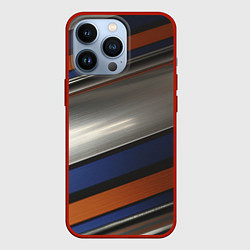 Чехол для iPhone 13 Pro Разноцветные прямые полосы, цвет: 3D-красный