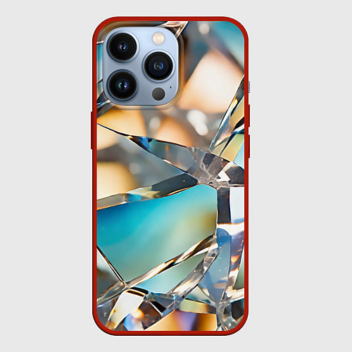 Чехол iPhone 13 Pro Грани стеклянного камня / 3D-Красный – фото 1