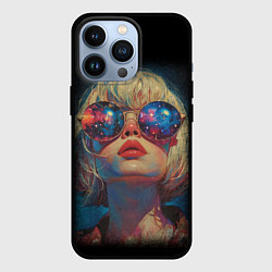 Чехол для iPhone 13 Pro Отражение космоса в очках, цвет: 3D-черный