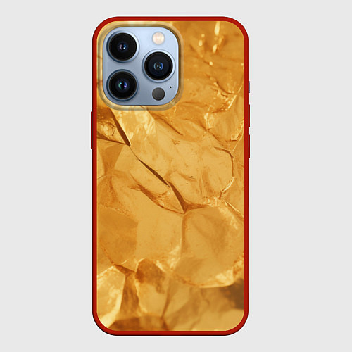 Чехол iPhone 13 Pro Золотая поверхность камня / 3D-Красный – фото 1