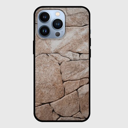 Чехол iPhone 13 Pro Текстура бежевый горный камень / 3D-Черный – фото 1