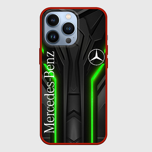 Чехол iPhone 13 Pro Мерседес неон геометрия / 3D-Красный – фото 1