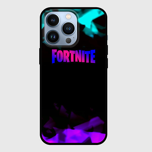 Чехол iPhone 13 Pro Fortnite neon geometry / 3D-Черный – фото 1