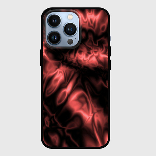 Чехол iPhone 13 Pro Абстракция шёлк коралловый / 3D-Черный – фото 1