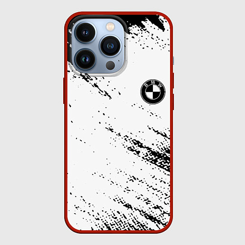 Чехол iPhone 13 Pro BMW краски текстура брызги / 3D-Красный – фото 1