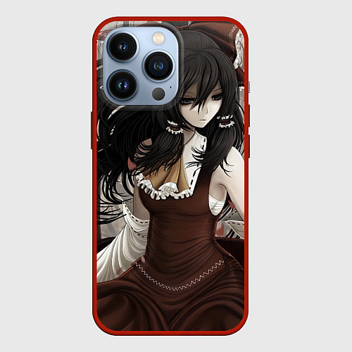 Чехол iPhone 13 Pro Touhou Project Рейму sad / 3D-Красный – фото 1