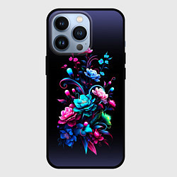 Чехол для iPhone 13 Pro Цветы - нейросеть, цвет: 3D-черный