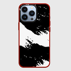 Чехол для iPhone 13 Pro Чёрнобелые краски, цвет: 3D-красный