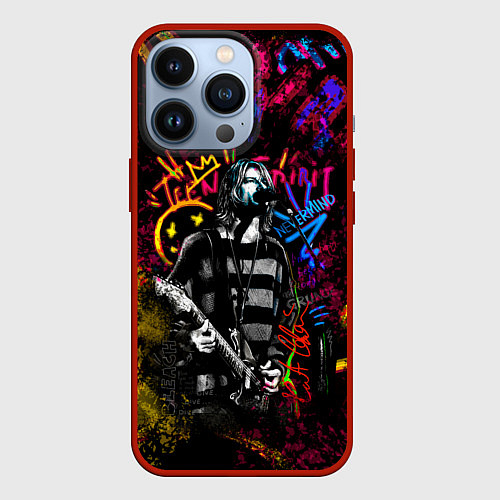 Чехол iPhone 13 Pro Nirvana краски звука / 3D-Красный – фото 1