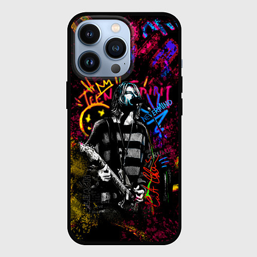 Чехол iPhone 13 Pro Nirvana краски звука / 3D-Черный – фото 1