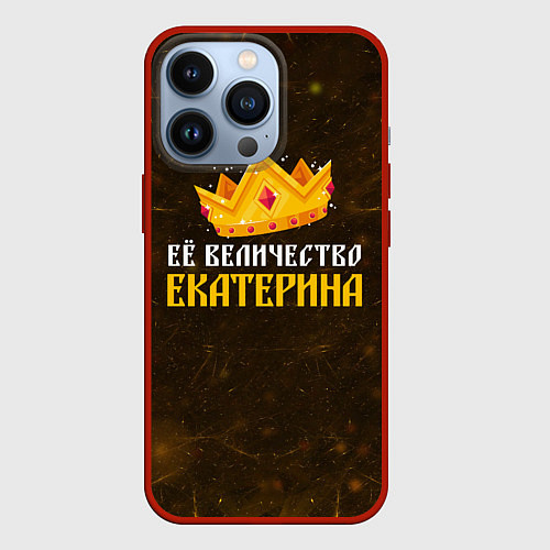 Чехол iPhone 13 Pro Корона её величество Екатерина / 3D-Красный – фото 1