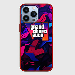 Чехол iPhone 13 Pro Gta лого камуфляж яркие листья