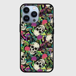 Чехол для iPhone 13 Pro Человеческие черепа с грибами, цвет: 3D-черный