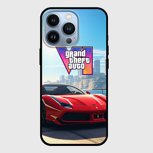 Чехол iPhone 13 Pro GTA 6 logo auto / 3D-Черный – фото 1