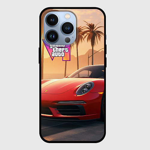 Чехол iPhone 13 Pro GTA 6 logo auto style / 3D-Черный – фото 1