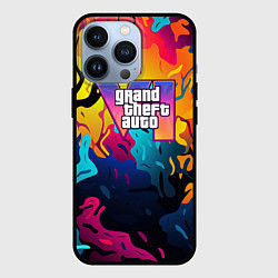 Чехол для iPhone 13 Pro GTA 6 logo яркий неоновый камуфляжный стиль, цвет: 3D-черный