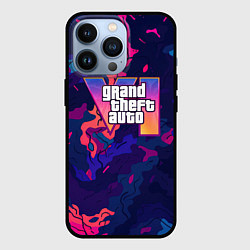 Чехол для iPhone 13 Pro GTA 6 logo яркий неоновый камуфляжный стиль, цвет: 3D-черный
