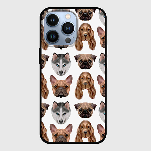 Чехол iPhone 13 Pro Текстура собак / 3D-Черный – фото 1